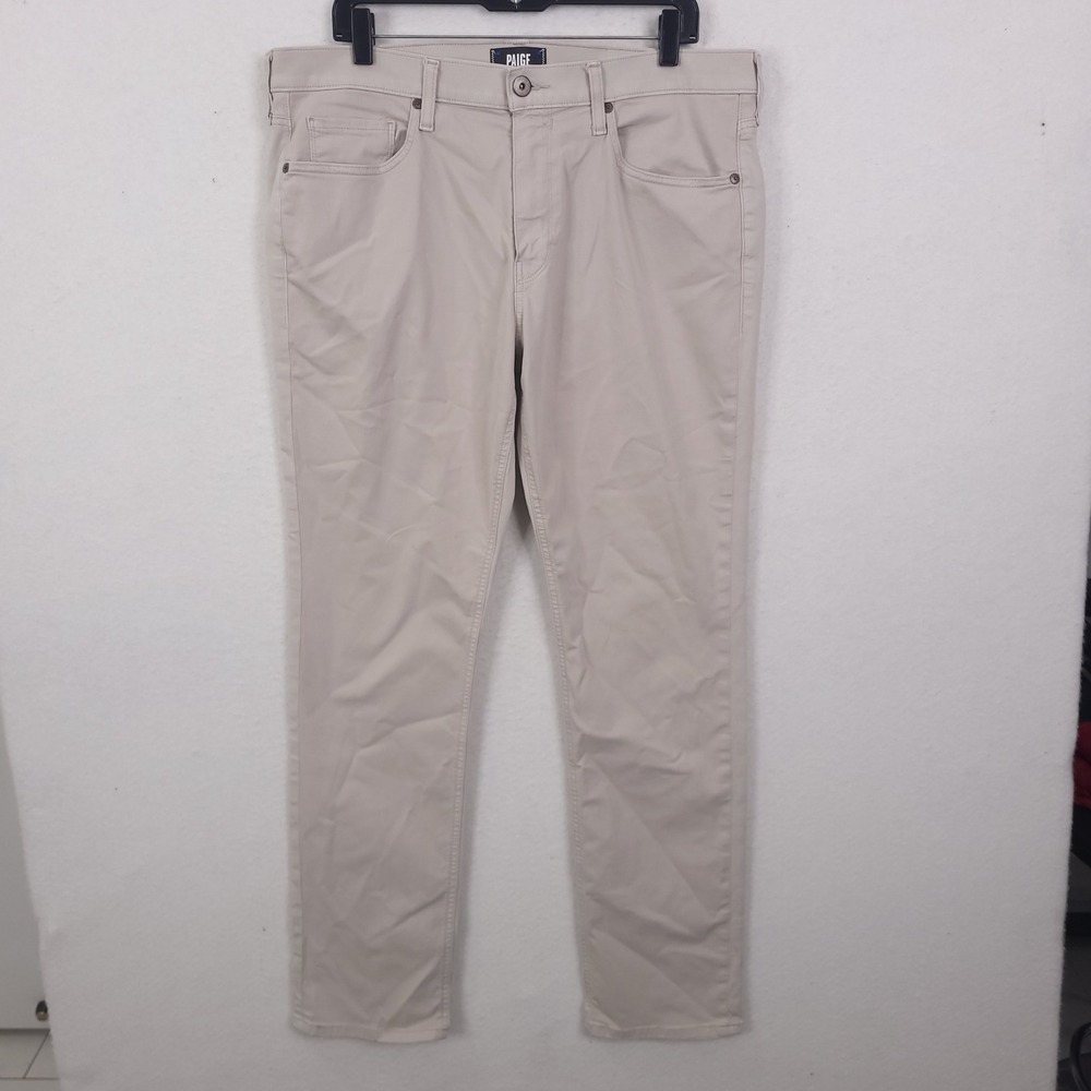 PAIGE Federal Slim Straight Pants Mens 36x33 Fresh Oyster  Stretch